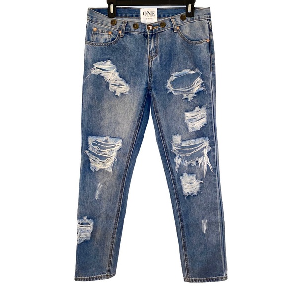 ONE TEASPOON Awesome Baggies Destroyed Low Jeans Size 27 - Picture 3 of 16